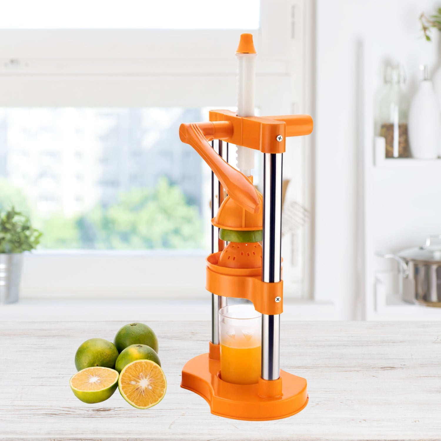 7128 Hand Pressure Juicer With Glass Manual Cold Press Juice Machine Instant Make Juice Squeezer, Fruits Juicer, Juice Maker, Orange Juice Extractor For Fruits & Vegetables, Orange DeoDap 7128 Hand Pressure Juicer With Glass Manual Cold Press Juice Machine Instant Make Juice Squeezer, Fruits Juicer, Juice Maker, Orange Juice Extractor For Fruits & Vegetables, Orange DeoDap